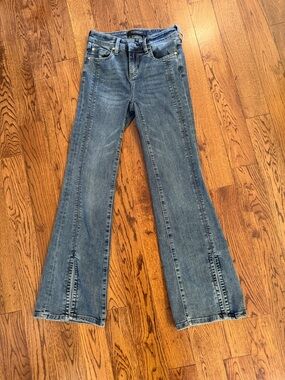 Liverpool Medium Blue Flare Jeans with Front Slit